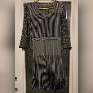 Spense Black and White Half Sleeve Dress